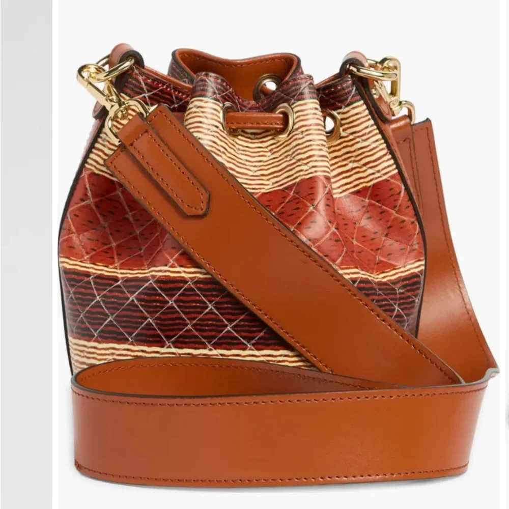 Valentino by Mario Valentino Bag Jules Tresse Drawstring Bucket Bag in Umber